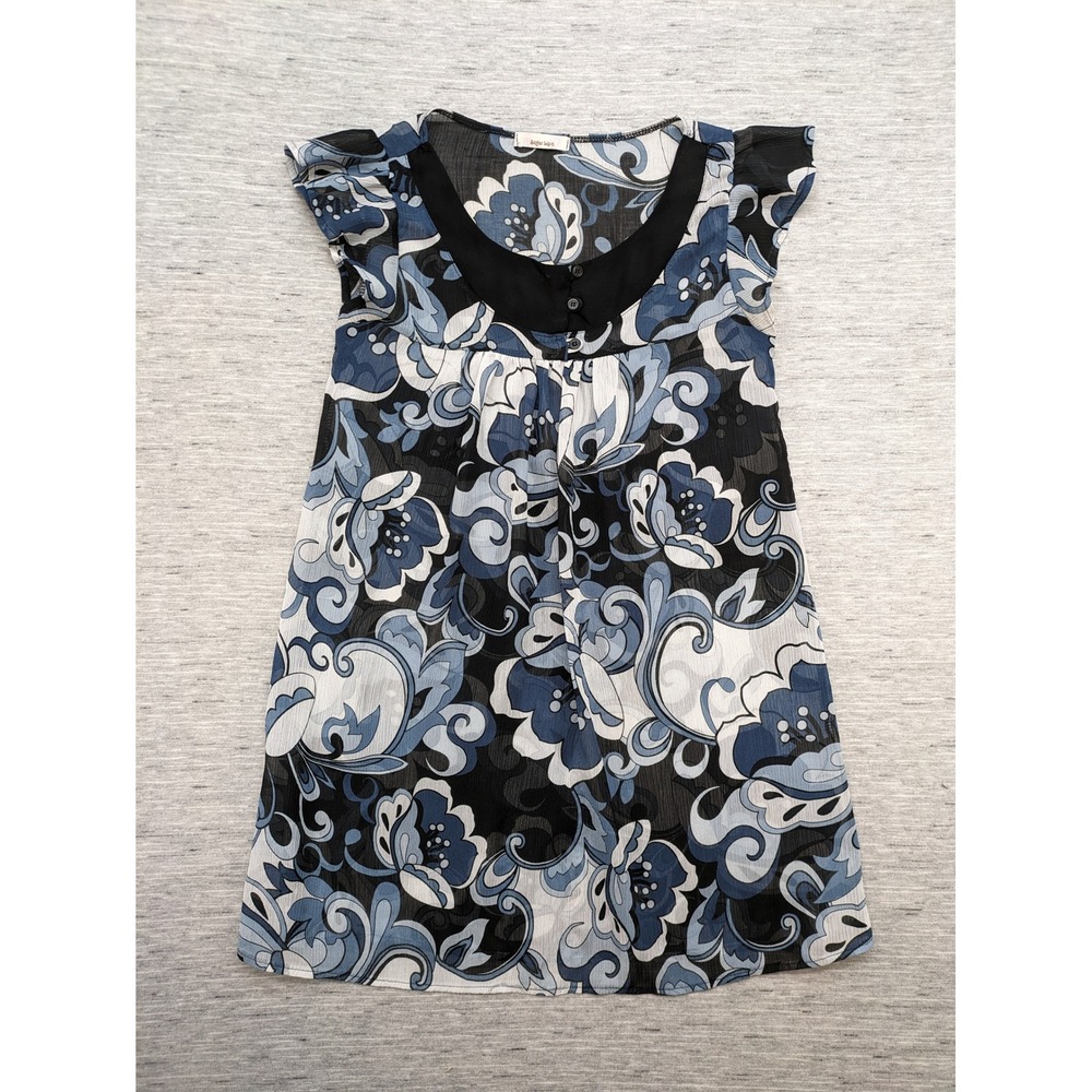 Sugar Lips Floral Print Blouse Flowy Top Y2K Sheer‎ Tunic Artsy